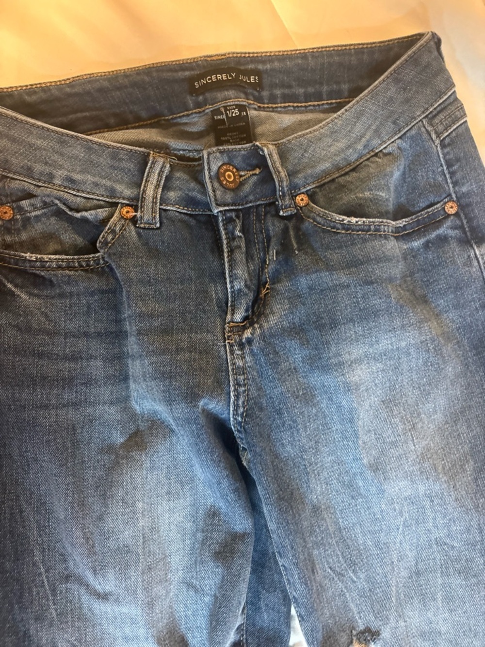 Sincerely Jules Distressed Skinny Jeans - Blue Wash size 1/25 - Picture 4 of 7